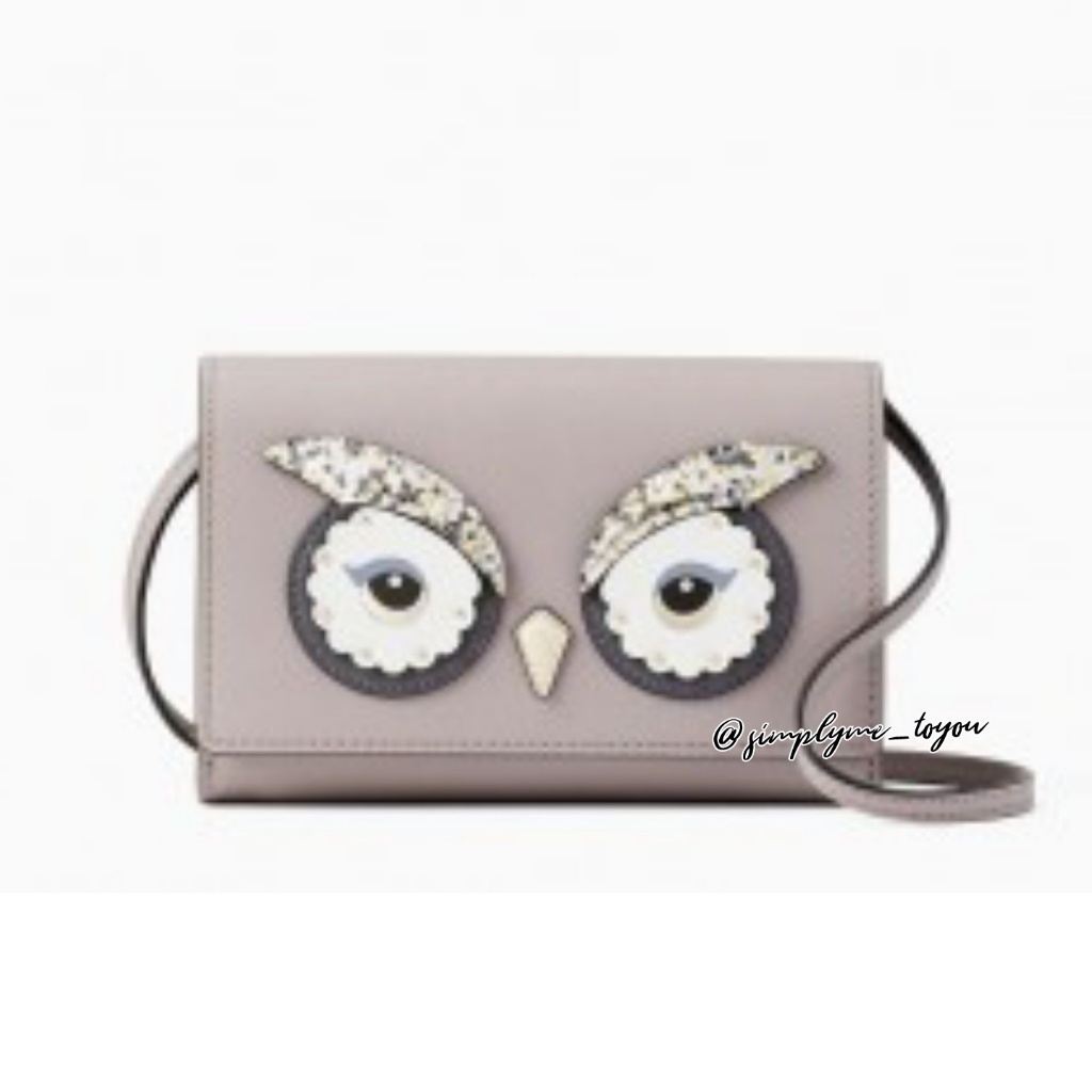 Nwt! Kate Spade Owl Summer Dove Gray Crossbody